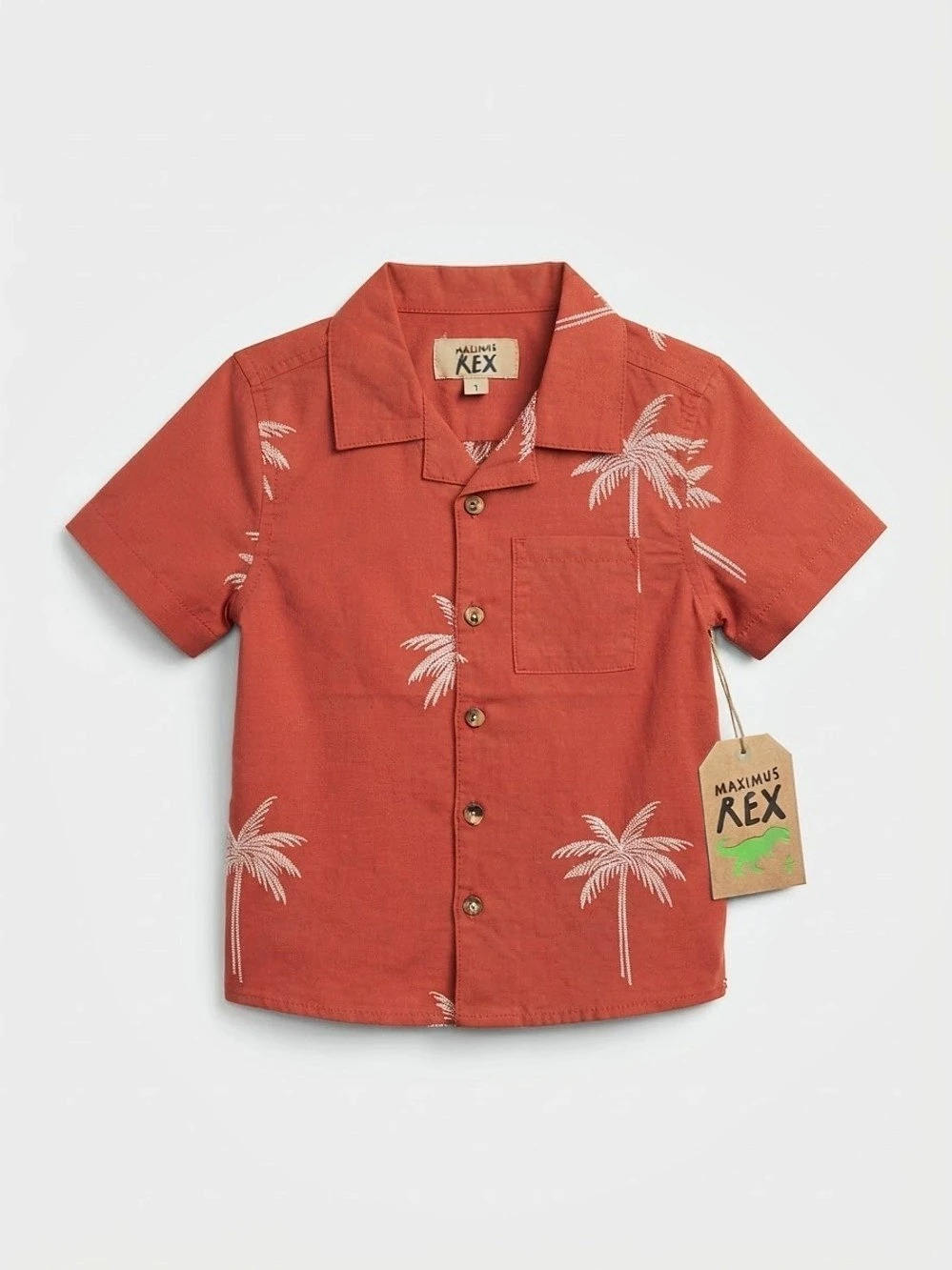 Makin' Rex Kids Palm Tree Button Down Shirt NWT